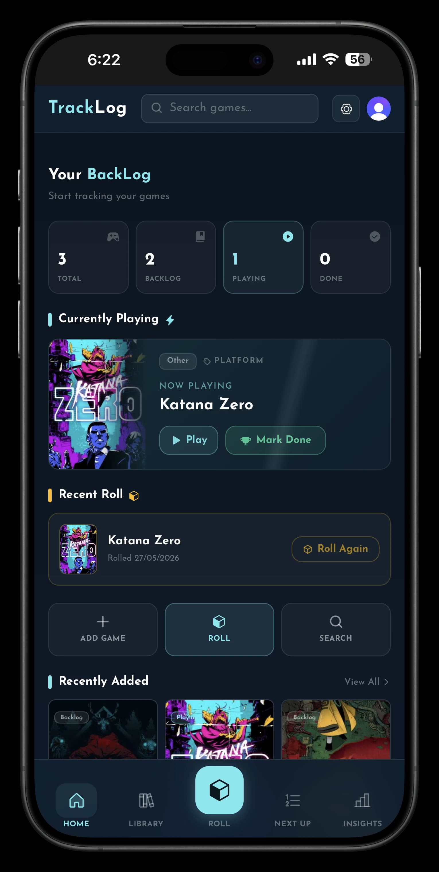 TrackLog on iPhone